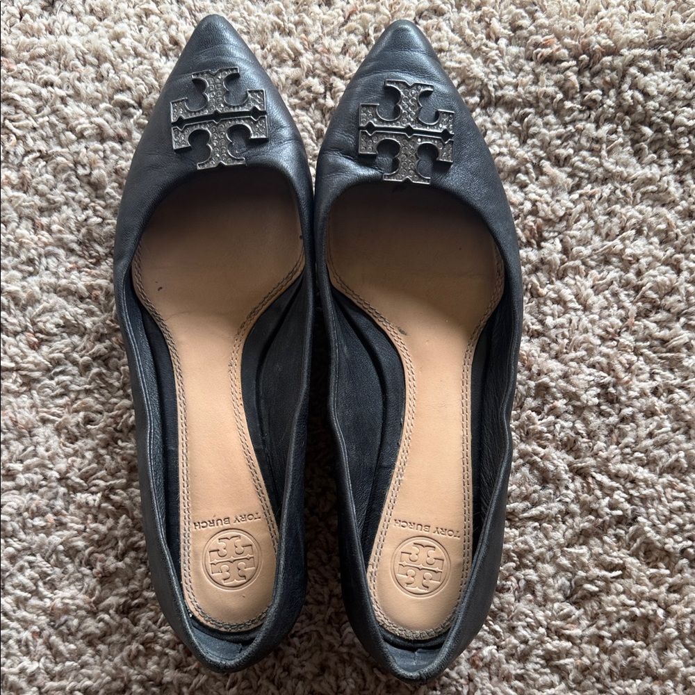 Tory Burch Black Pointed Flats